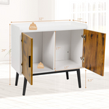 Tangkula Mid Century Storage Cabinet, Floor Storage Cabinet with 2 Doors & Metal Legs, Rustic Brown