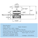 Tangkula 52"Ceiling Fan w/Lights & Remote Control, Lighting Fan w/5 Reversible Blades