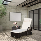 Tangkula Patio Chaise with Wheels, 6 Positions Adjustable Outdoor Lounger Chair with Steel Frame