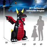 Tangkula 8 FT Tall Halloween Inflatable Decoration, Outdoor Blow Up Giant Dragon w/ Wings, Bright LED Lights