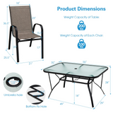 Furniture Set, Outdoor Furniture Set with 6 Stackable Armchairs, 55 Inches Dining Table with 1.5 Inches Umbrella Hole