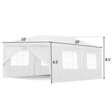 TANGKULA Outdoor Tent 10x20, White Party Wedding Tent Canopy with Removable Sidewalls