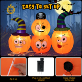 Tangkula 5 FT Halloween Inflatable Pumpkin Combo w/ Pirate & Witch Hats, Blow Up Halloween Decorations with Built-in Bright LED Lights & Sandbag