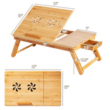 Tangkula 100% Bamboo Laptop Desk with Tilting Top & Drawer