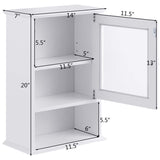 Tangkula Bathroom Cabinet, Wall Mounted Storage Organizer W/Door and Open Shelf, Hanging Medicine Cabinet, White