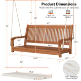 Tangkula 2 Person Hanging Porch Swing with Chains, High Back, Cozy Armrests, Heavy Duty 800Lbs