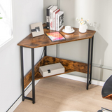 Tangkula Corner Desk with Power Outlet & USB Ports, Triangle Computer Desk with Charging Station