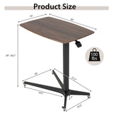 Tangkula Mobile Standing Desk, Height Adjustable Overbed Table, Pneumatic Bedside Table