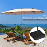 Tangkula 15 Ft Solar LED Patio Double-Sided Umbrella with Base