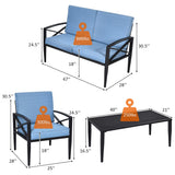 Tangkula Outdoor Aluminum Patio Conversation Set, Patio Sofa Set 1 Loveseat, 2 Single Sofas, 1 Coffee Table