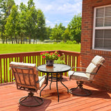 32" Outdoor Patio Table Round Steel Frame Tempered Glass Top Commercial Party Event Furniture Conversation Coffee Table