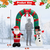 Tangkula 8 FT Christmas Inflatable Archway w/ Santa Claus & Snowman