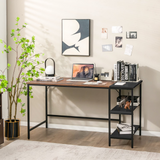 Tangkula 55" Computer Desk, Large Home Office Desk with 2-Tier Storage Shelves