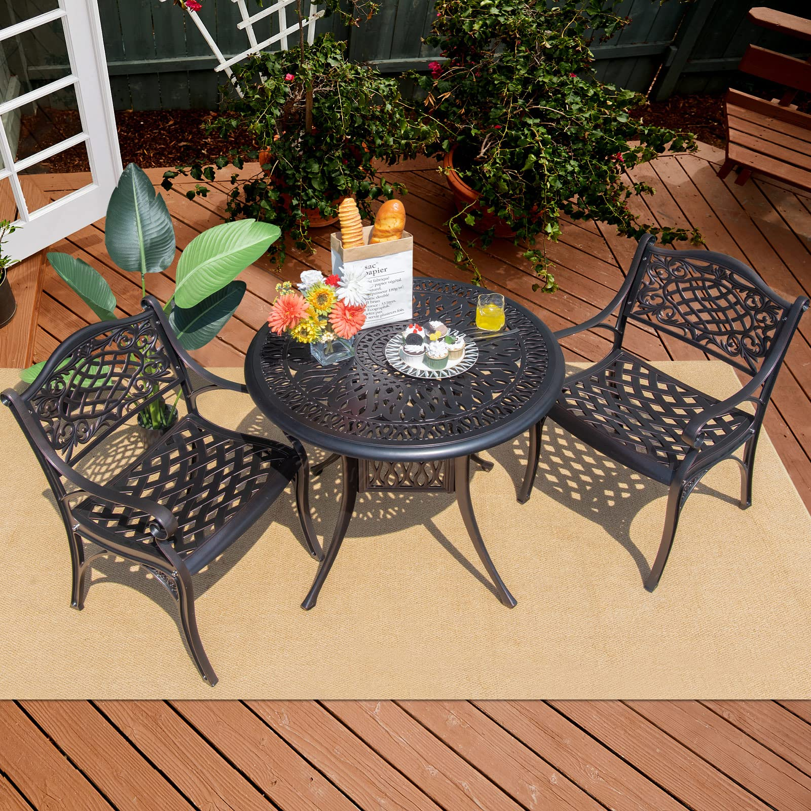 36 inch patio table with umbrella Tangkula 36 Inch Outdoor Dining Table with Umbrella Hole, Weather-Resistant