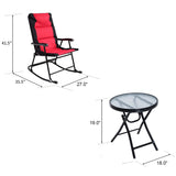 3 Pieces Folding Bistro Set, Outdoor Rocking Chairs with Round Table Set