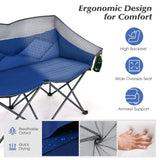 Tangkula Loveseat Camping Chair, Folding Camp Chair with Padded Seat