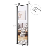 Tangkula Full Length Door Mirror Wall Mirror, 42''x 14'' Over The Door Mirror with 2 Sets of Height Adjusting Hanging Hooks