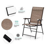 Tangkula 2 Pcs Outdoor Patio Chair Space Saving Stackable Portable Steel Frame