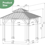 Tangkula 10 x 10 FT Outdoor Hardtop Gazebo, Double Roof Patio Gazebo with Cedar Wood Frame & Galvanized Steel Top