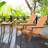 3 Pieces Adirondack Chair Set, Outdoor Wood Furniture Set with 2 Folding Lounge Chairs & Side Table