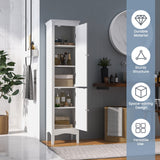 Tangkula Bathroom Storage Cabinet, 63 Inch Tall Narrow Storage Cabinet with 1 Adjustable Shelf and 2 Doors