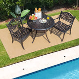 Tangkula 5 Pieces Cast Aluminum Patio Dining Set, Outdoor Bistro Table Set with Umbrella Hole
