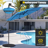 Tangkula 10 ft Cantilever Umbrella w/32 Solar-Powered LED Lights, Functional Tilting System & Hand-Crank Mechanism