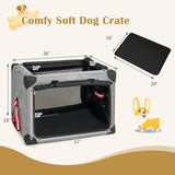 Tangkula 3-Door Folding Dog Crate, Soft Kennel with Removable Pad & Metal Frame