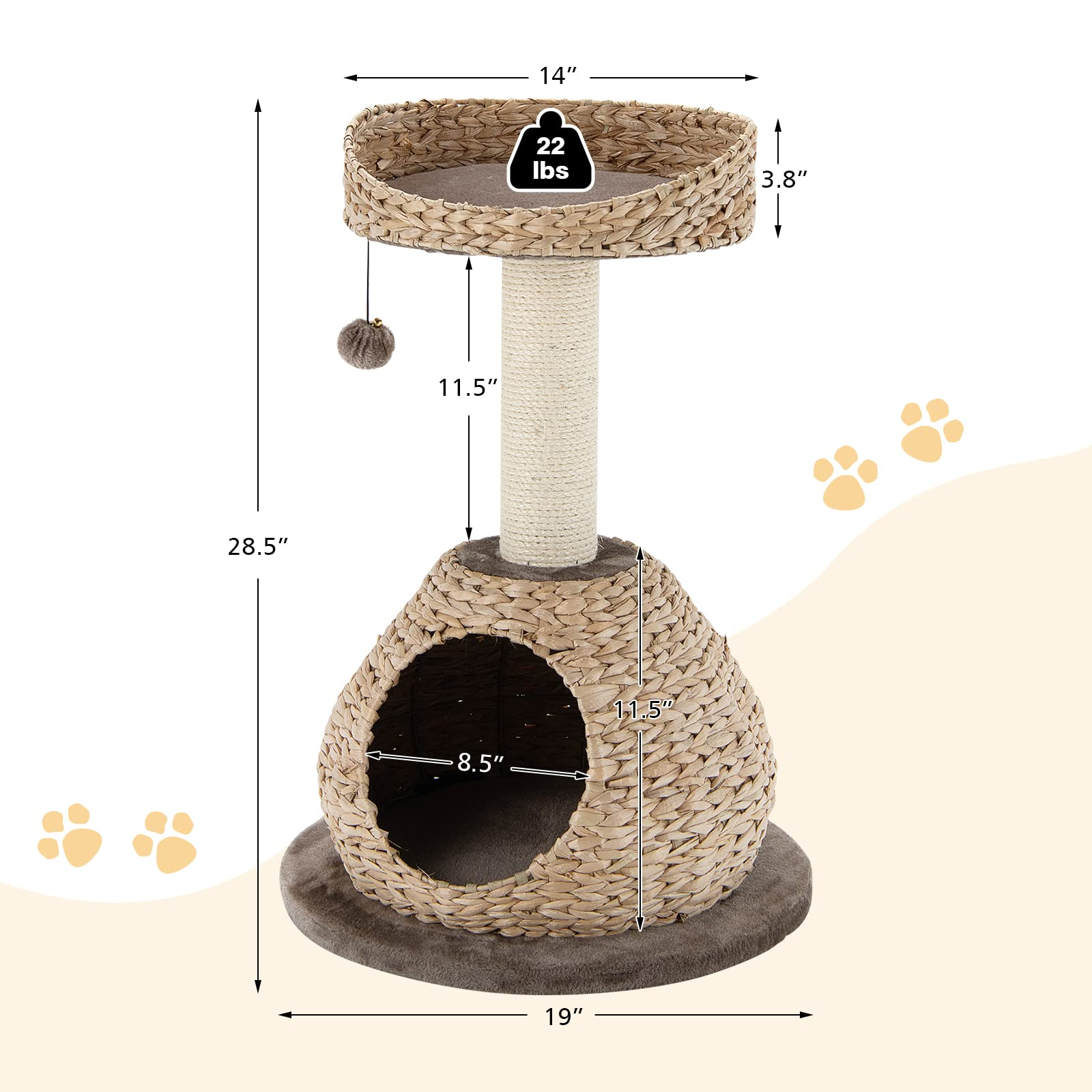 Modern Cat Tree for Indoor Cats - Tangkula