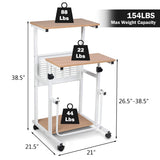 Tangkula Mobile Standing Desk, Height Adjustable Laptop Cart Computer Workstation