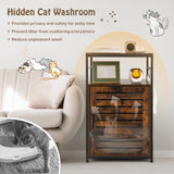 Tangkula Cat Litter Box Enclosure, Hidden Cat Washroom with Louvered Door