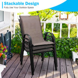 Tangkula 4 Pieces Patio Dining Chairs, Outdoor Stackable All Weather Heavy Duty Dining Chairs Set with Armrests