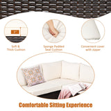 6 Pieces Patio Furniture Set, Outdoor Rattan Sofa Set, Wicker Conversation Set