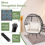 Tangkula Oversized Wicker Egg Chair, Wicker Patio Basket Circle Lounge Chair w/Metal Stand & 4 Thick Cushions, 450 LBS Max Load