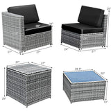 8 PCS Outdoor Patio Furniture Set, Rattan Wicker Sofa Set - Tangkula