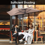 9 ft Half Round Outdoor Patio Umbrella, Market Umbrella with Crank and 5 ribs