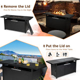 Tangkula 57 Inches Propane Fire Pit Table, Patiojoy 50,000 BTU Outdoor Rectangular FirePit Table