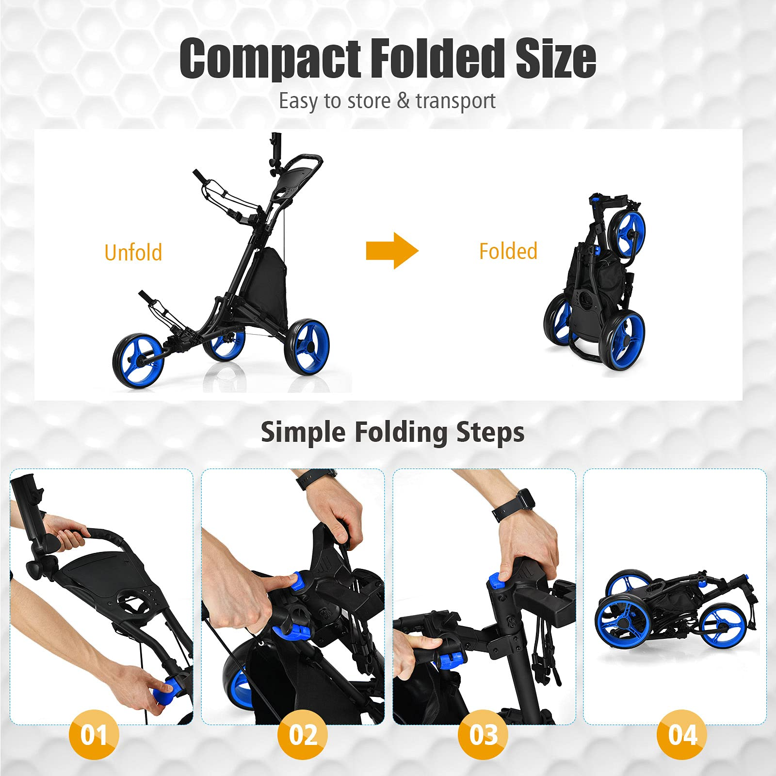 Golf Push Pull Cart - Tangkula