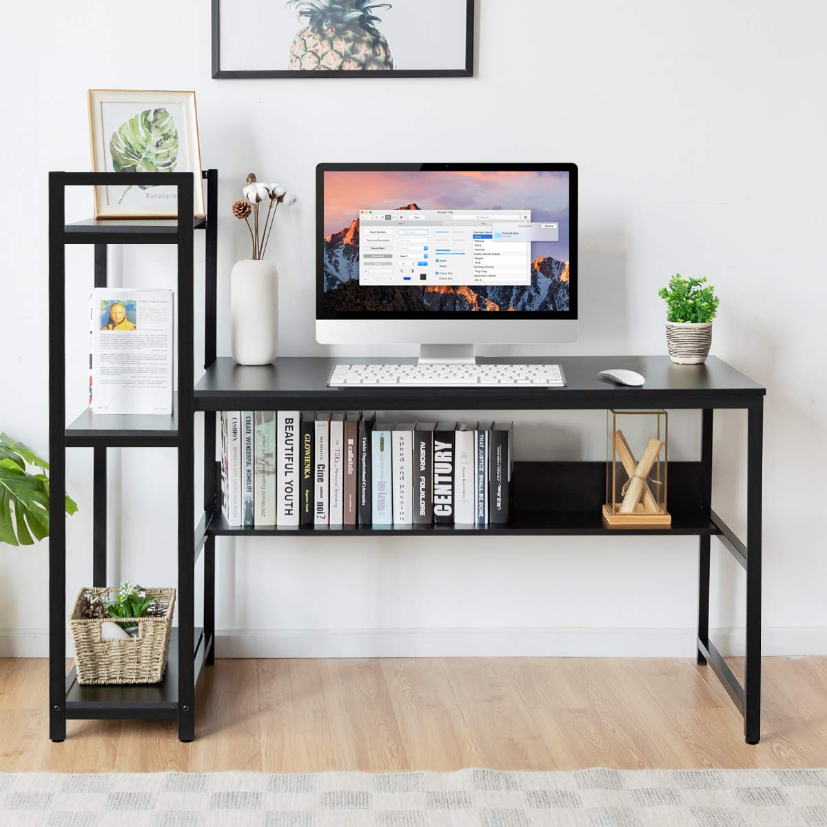 Computer Desk with 4 Shelves - Tangkula