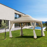 2-Tier 10x10 Feet Patio Gazebo, Outdoor Patio Fully Enclosed Gazebo Canopy Tent w/ Netting