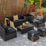 Tangkula 8 Piece Patio Furniture Set for 6 with Waterpfoor Cover