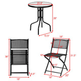 Tangkula 3 Pieces Folding Patio Bistro Set, Outdoor Folding Chairs & Table Set