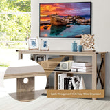 Wood TV Stand with Open Shelves and X-Shaped Frame, 3 Tier Entertainment Center for 55-Inch TV