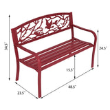 Outdoor Garden Bench Park Bench, Patio Red Bird Bench Loveseat W/Backrest & Armrests