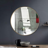 Round Wall Hanging Mirror, 27.5 Inch Bathroom Round Mirror