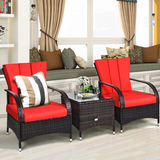 Tangkula 3-Piece Patio Conversation Set, Outdoor Wicker Furniture Set