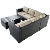 Tangkula Outdoor Furniture 4 Piece, Sectional Sofa with Coffee Table