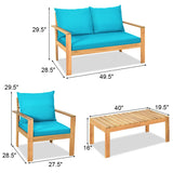 Tangkula Outdoor 4-Piece Acacia Wood Chat Set