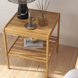 Tangkula Bamboo Nightstand Set of 2
