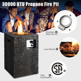 Tangkula 16 Inch Patio Propane Fire Pit, Patiojoy Electronic Ignition Square Gas Fire Pit with Protective Cover